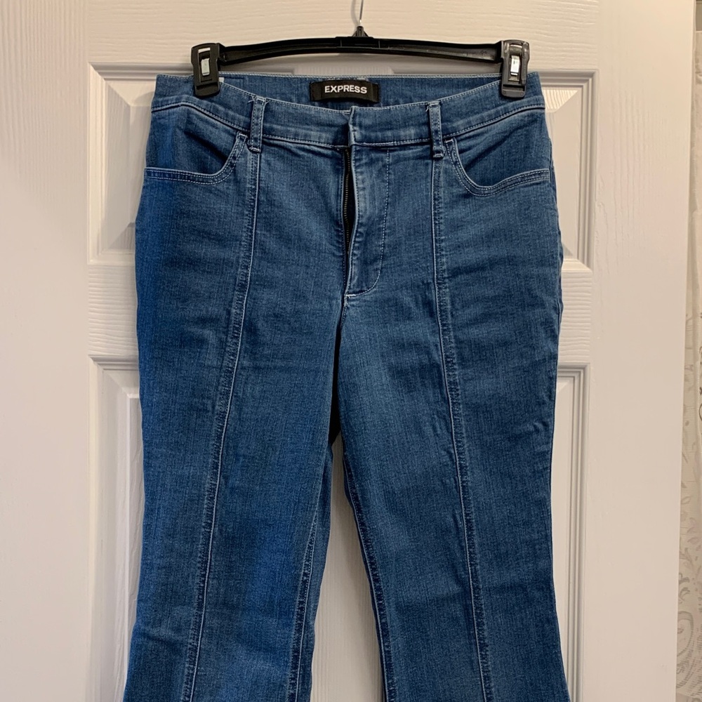 Express Women's Dark Blue Bell Flare Jeans